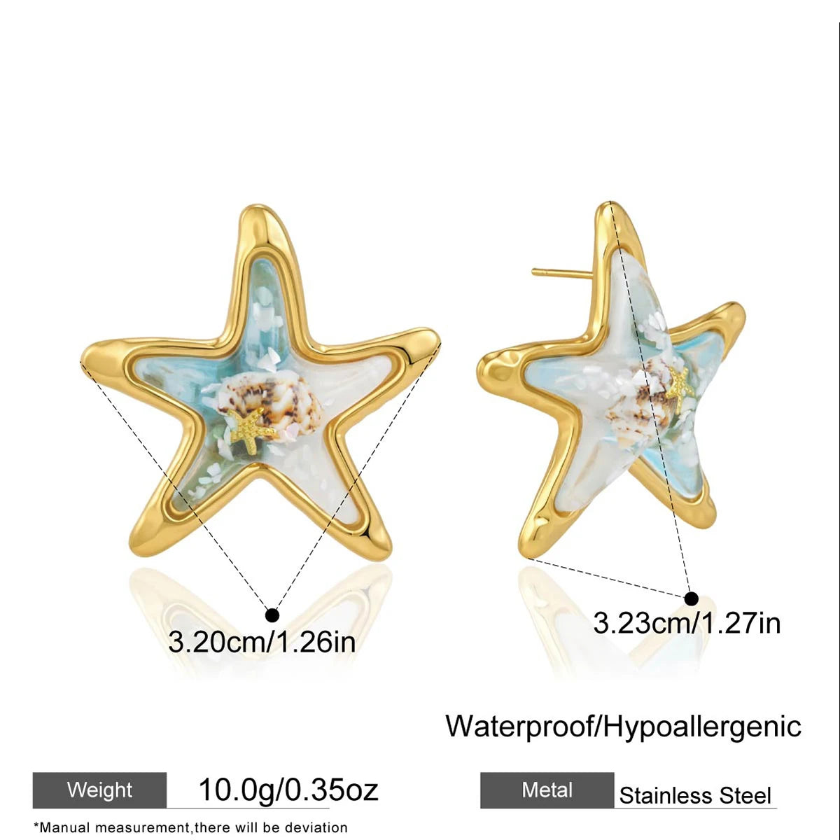 Yori Resin Seashell Ocean-themed Earrings For Women Minimalist 18k Gold Plated Stainless Steel Earrings Fashion Jewelry Gift