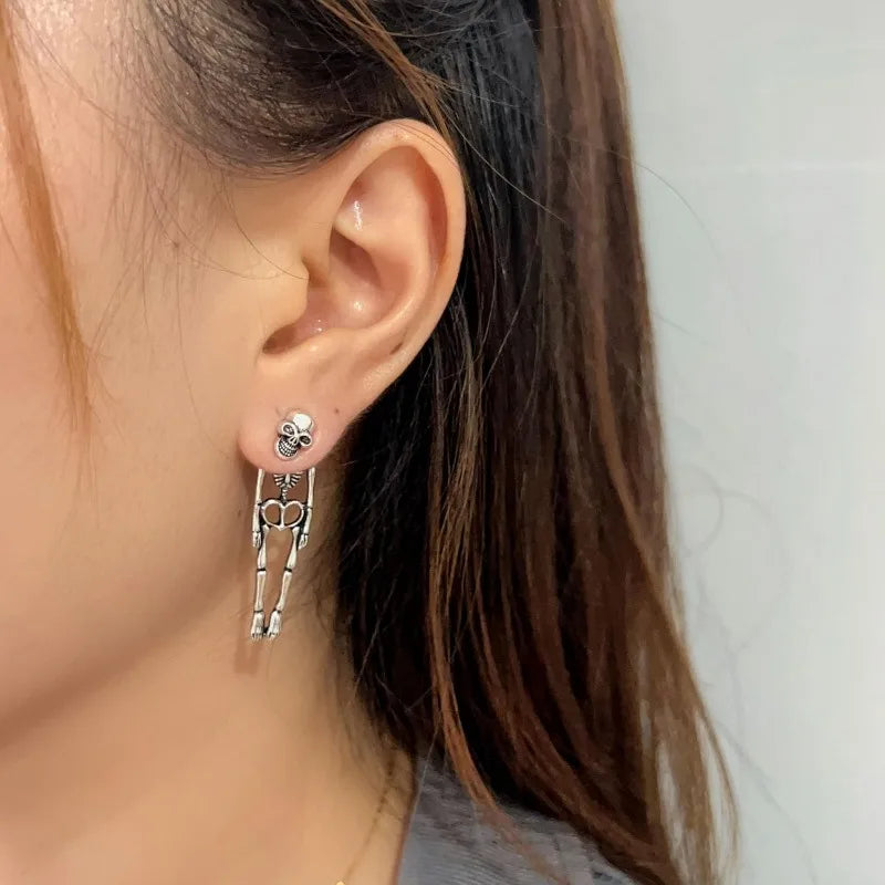 Spooky Skull & Knife Halloween Earrings for Women, Scary Dangle Earrings, Party Accessories